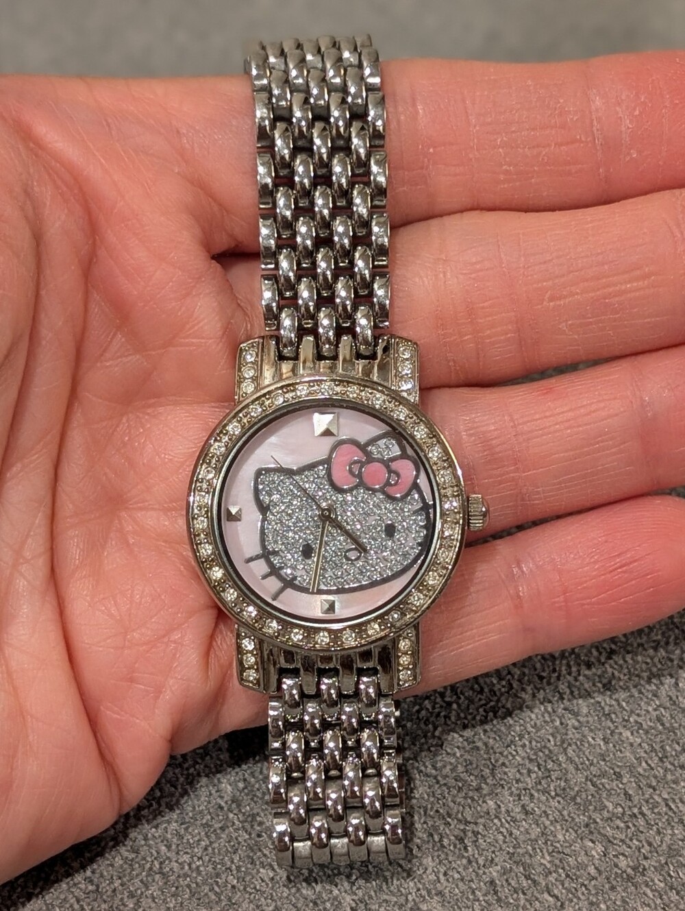Sanrio Japan Movement Hello Kitty Rhinestone Stainless Steel Watch